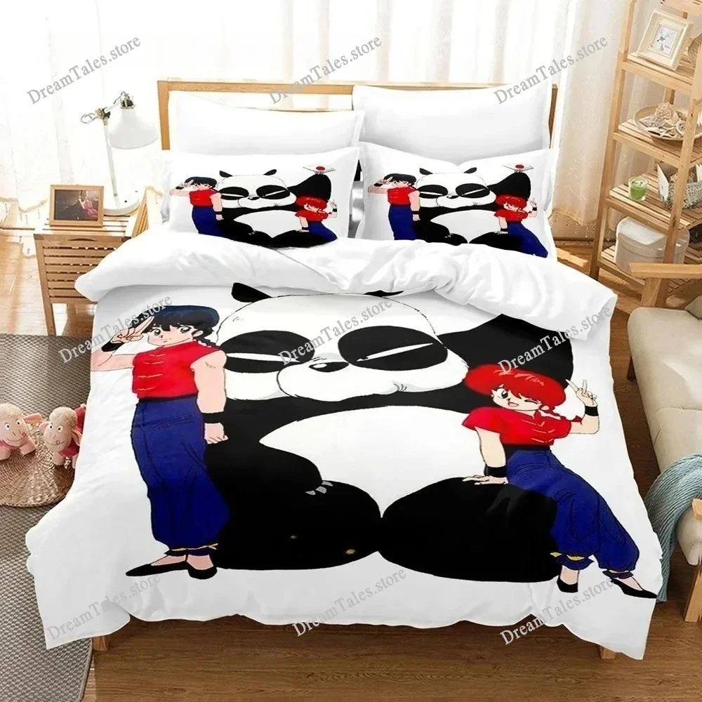 Ranma 1/2 Bedding Set Single Twin Full Queen King Size Bed Set Adult Boys Bedroom Duvet Cover Sets 3D Print Anime Luxury Gift