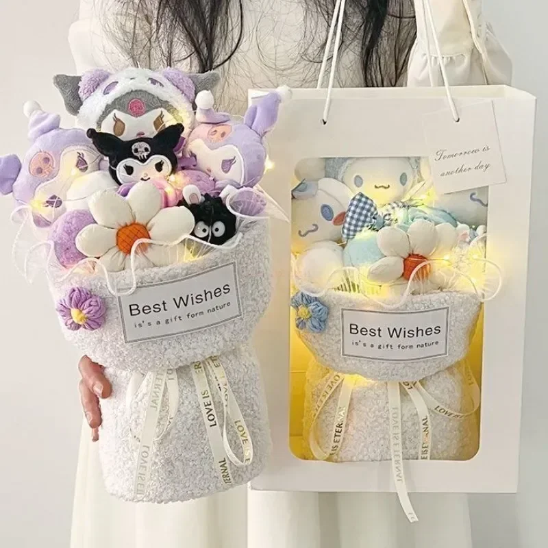 Sanrio pluszowy Cinnamoroll Kuromi moja melodia bukiet pluszak lalki z kreskówek pluszak zabawki walentynki prezenty urodzinowe z okazji ukończenia szkoły