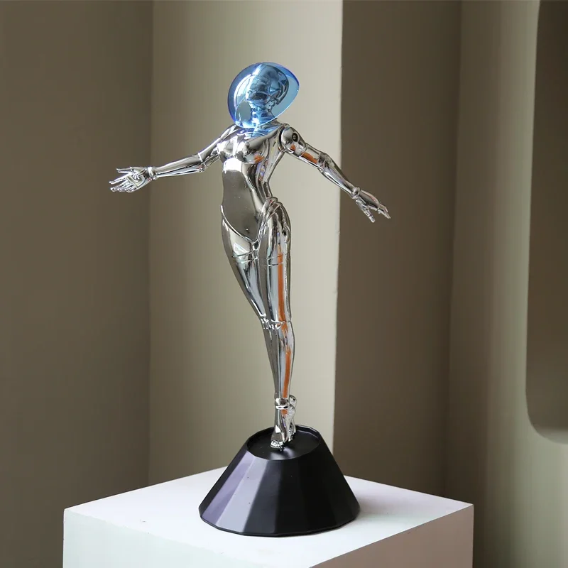 Modern Art Home Decor Mechanical Girl Statue Luxury Living Room Decoration Figure Resin Crafts Trend Animation Decor Sculpture