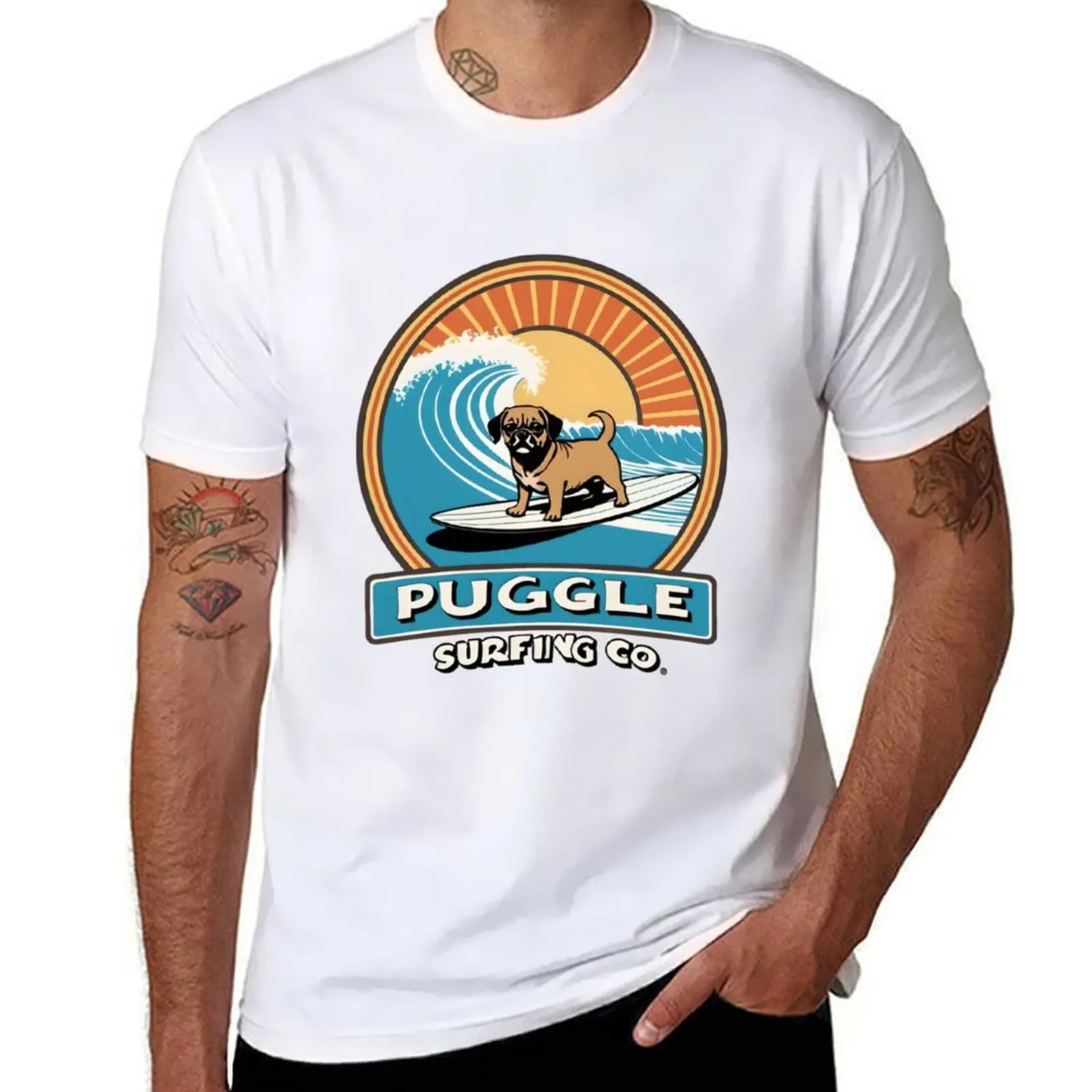 

Puggle Surfing Co. T-Shirt t shirts for man graphic vintage men t shirt cotton 100% T-Shirt