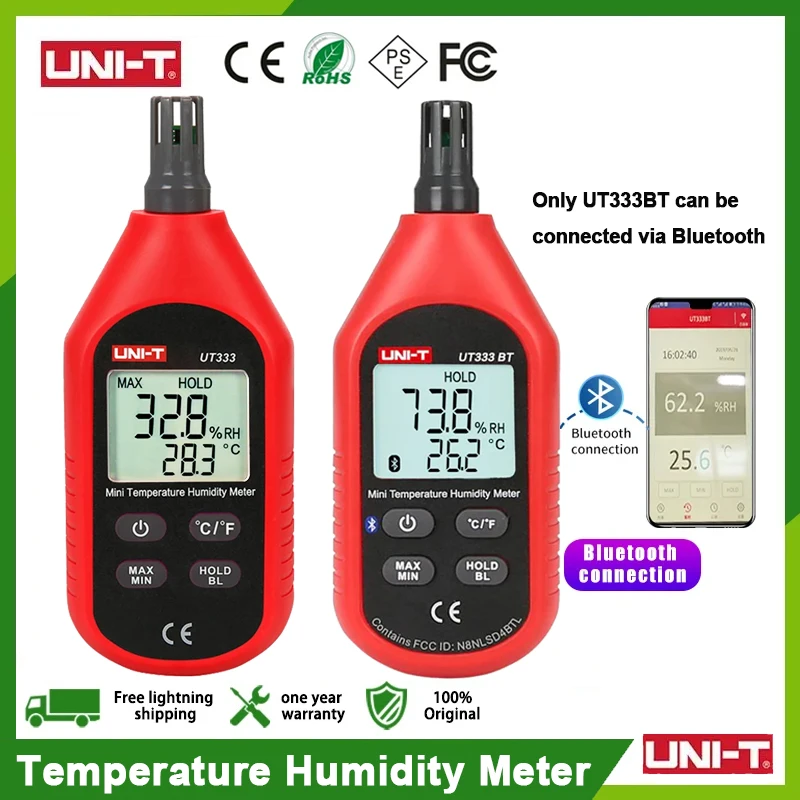 UNI-T UT333 UT333BT Mini Temperature Humidity Meter LCD Digital Air Temperature Thermometer Hygrometer Gauge Tester MAX/MIN Mode