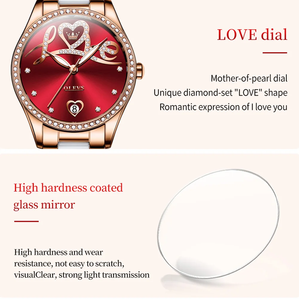 OLEVS 6686 Original Automatic Watch for Women Luxury Diamond \