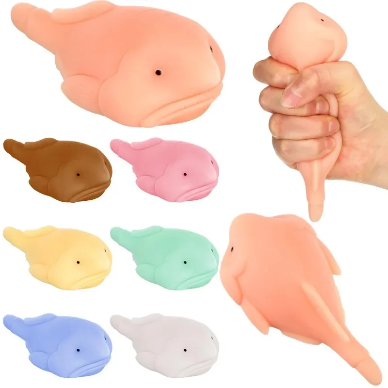 Creative Blobfish Figurines Fidget Expression Buffoon Fish Statue Stretchable Squeeze Animal Figure Cute Sensory Home Decoration