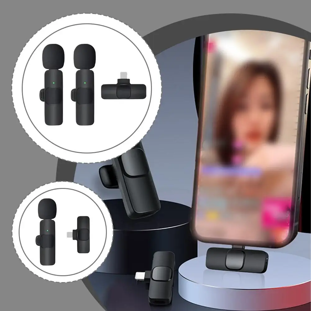 ميكروفون لاسلكي من Lavalier لتسجيل الصوت، ميكروفون صغير قابل للاستبدال من الصوف المقاوم للرياح لهاتف iPhone Shoot vlog YouTube #2