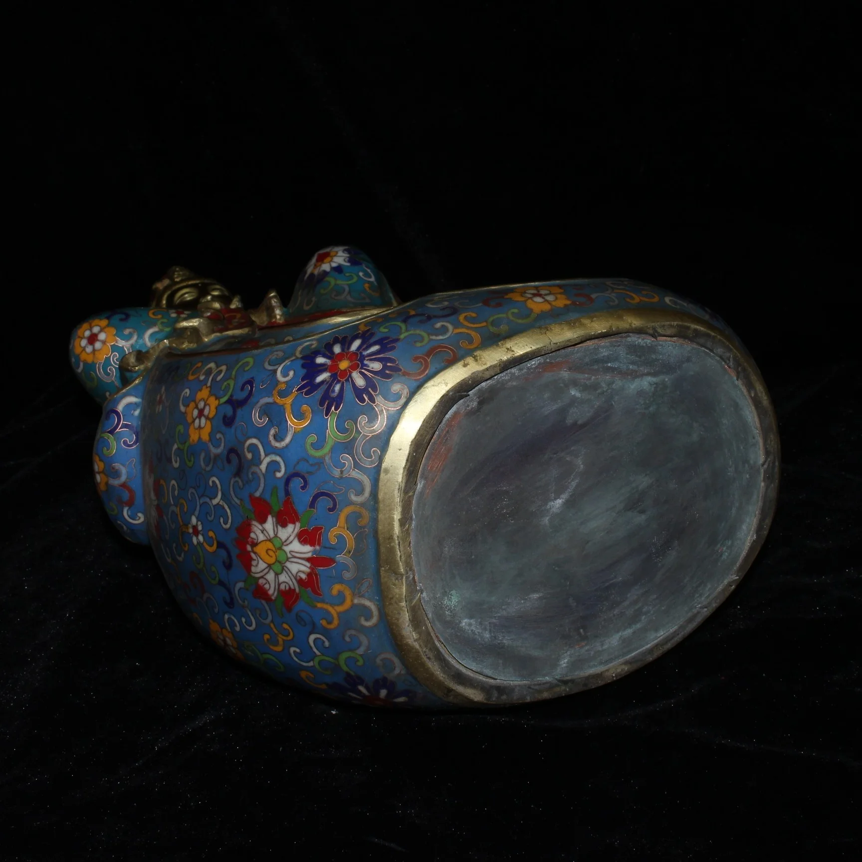 

20"Folk Collection Old Bronze Cloisonne Enamel Auspicious clouds Free Guanyin Sitting Buddha Worship Hall Town house