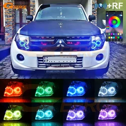 For Mitsubishi PAJERO IV Shogun MONTERO BT App RF Remote Control Ultra Bright Multi Color RGB Led Angel Eyes Kit Halo Rings