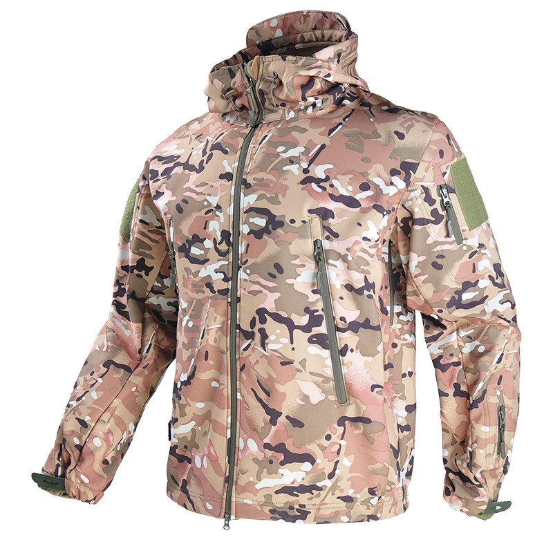 Hunting Jackets Soft Fleece Tactical Jacket Man Warm Outdoor Combat Waterproof Men Clothing Multicam Hooded Coat Windbreakers