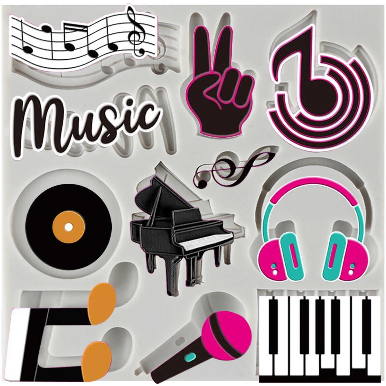 

Music Theme Silicone Molds Musical Notes Piano Fondant Cake Decorating Tools Cupcake Topper Candy Craft Gum Paste Polymer Clay