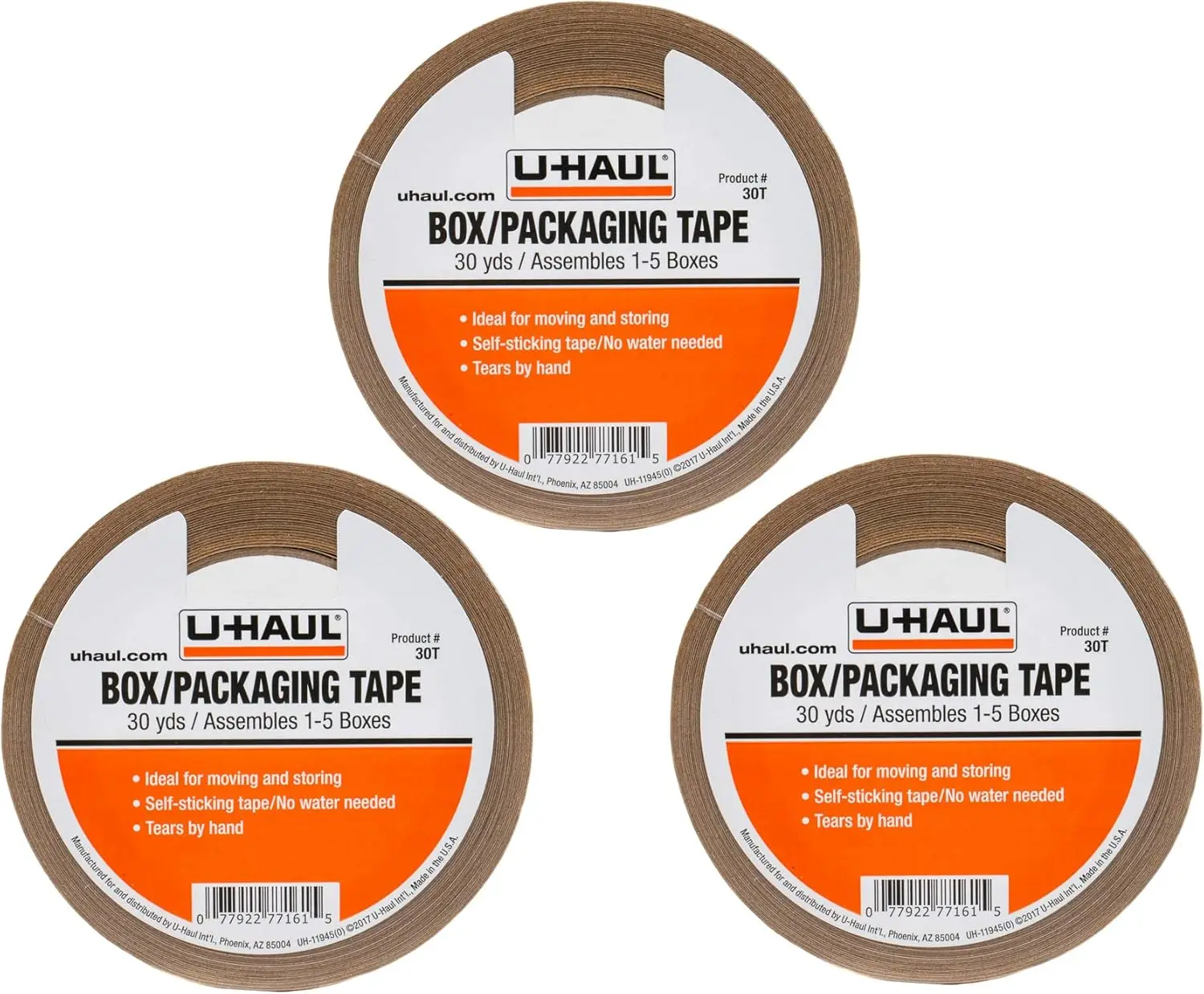 

Moving Box Paper Tape (Ideal for Moving, Packing, Storage Boxes) - Pack of 3 Rolls (30 Yard Rolls, 90 Yards Total) - Eas