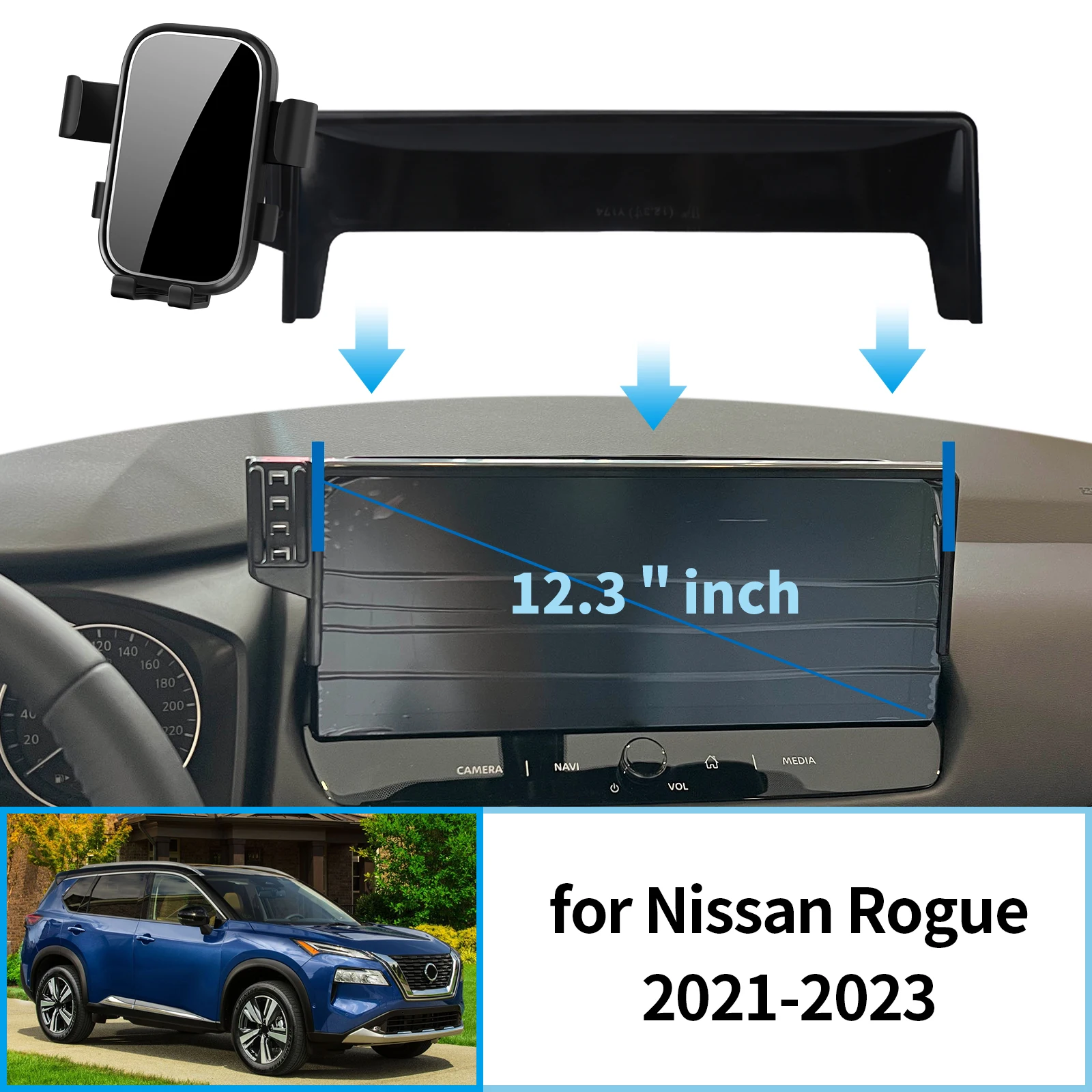 

Car Mobile Phone Holder for Nissan Rogue 2021-2024 T33 12.3Inch GPS Bracket Navigation Stand Auto Accessories