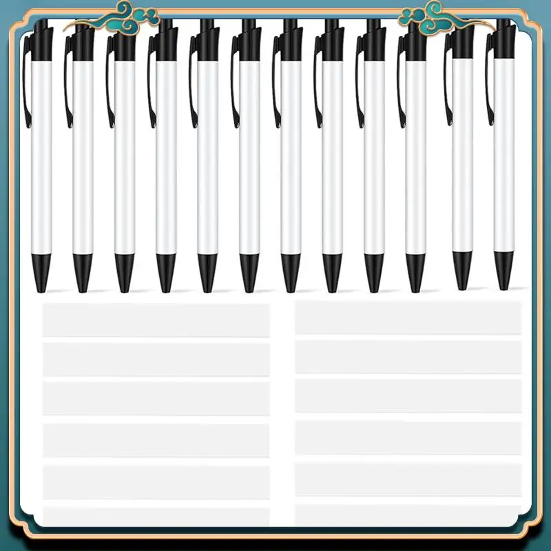 

(New)-12Sets Sublimation Pens Blank Sublimation Ballpoint Pen With Shrink Wrap For Office School Stationery Supplies Easy Instal