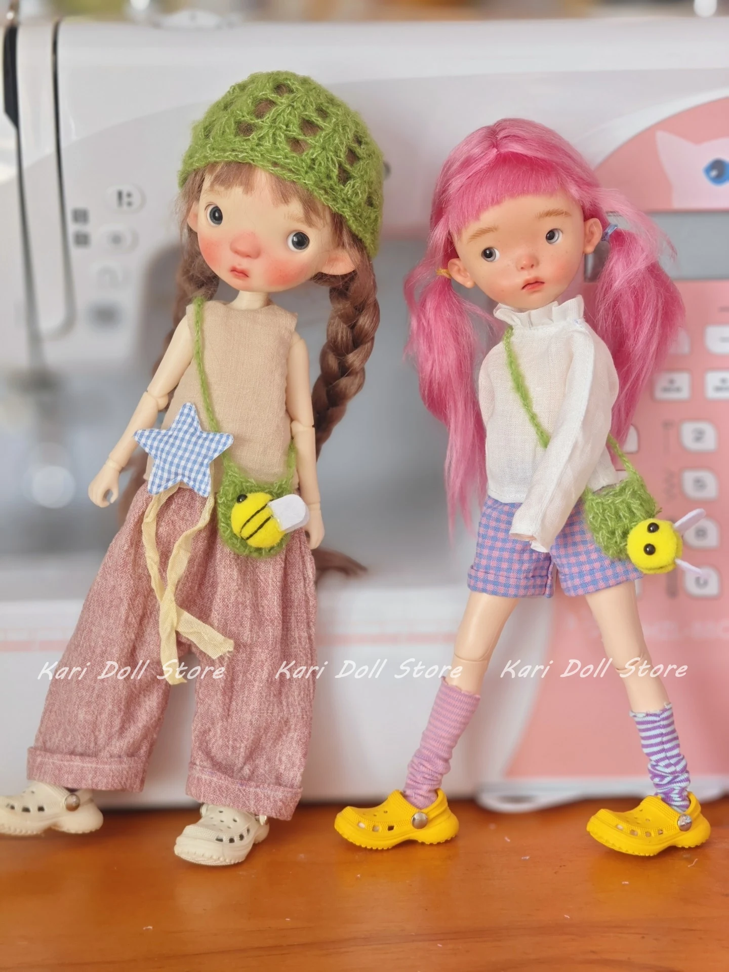 

Kari Doll Одежда и юбки Хлопково-льняной жилет со светло-розовыми широкими брюками для куклы Landazz Landoudou