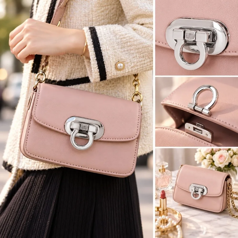 4pcs Versatile Silver Color Turn Lock Clasps Oval Shape Metal Material Purse Closures Bag Twist Locks For DIY Handbags