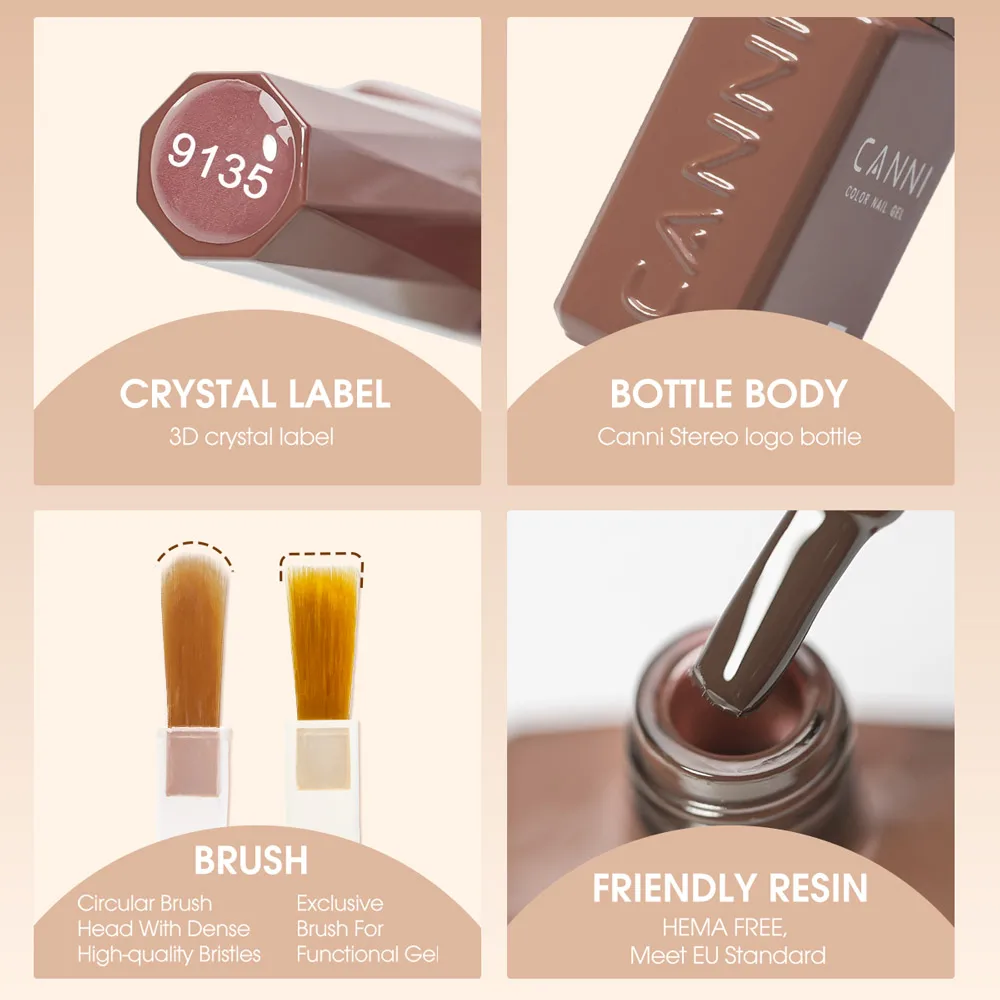 CANNI TPO/HEMA FREE Gel-Nagellack-Set, 24 Farben, 9 ml, nacktes Braun, BaseTop, UV-LED, Soak Off Gel-Nagelkunst-Set, Maniküre, DIY, Salon – Detail 13