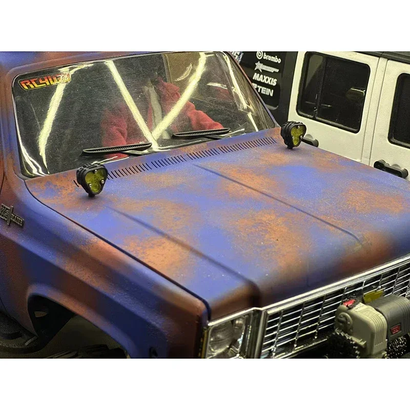 1 paire de phares antibrouillard de Simulation pour voiture sur chenilles 1/10 RC Traxxas TRX4 Defender RC4WD, accessoires