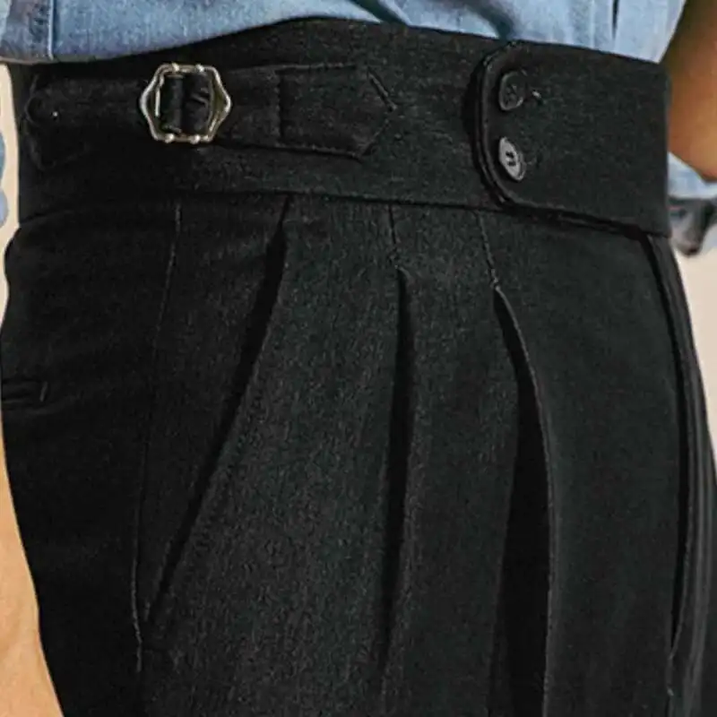 

Pantalon Homme Italian High Waist Pant Business Versatile Draped Trousers Gentlemen Office Trousers Men 2023Dress Pant Men Black