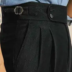 Pantalon Homme 이탈리아 하이 웨이스트 비즈니스 바지, 다용도 드레이프 바지, 신사 사무실 바지, 남성 2023 드레스 바지, 남성 블랙