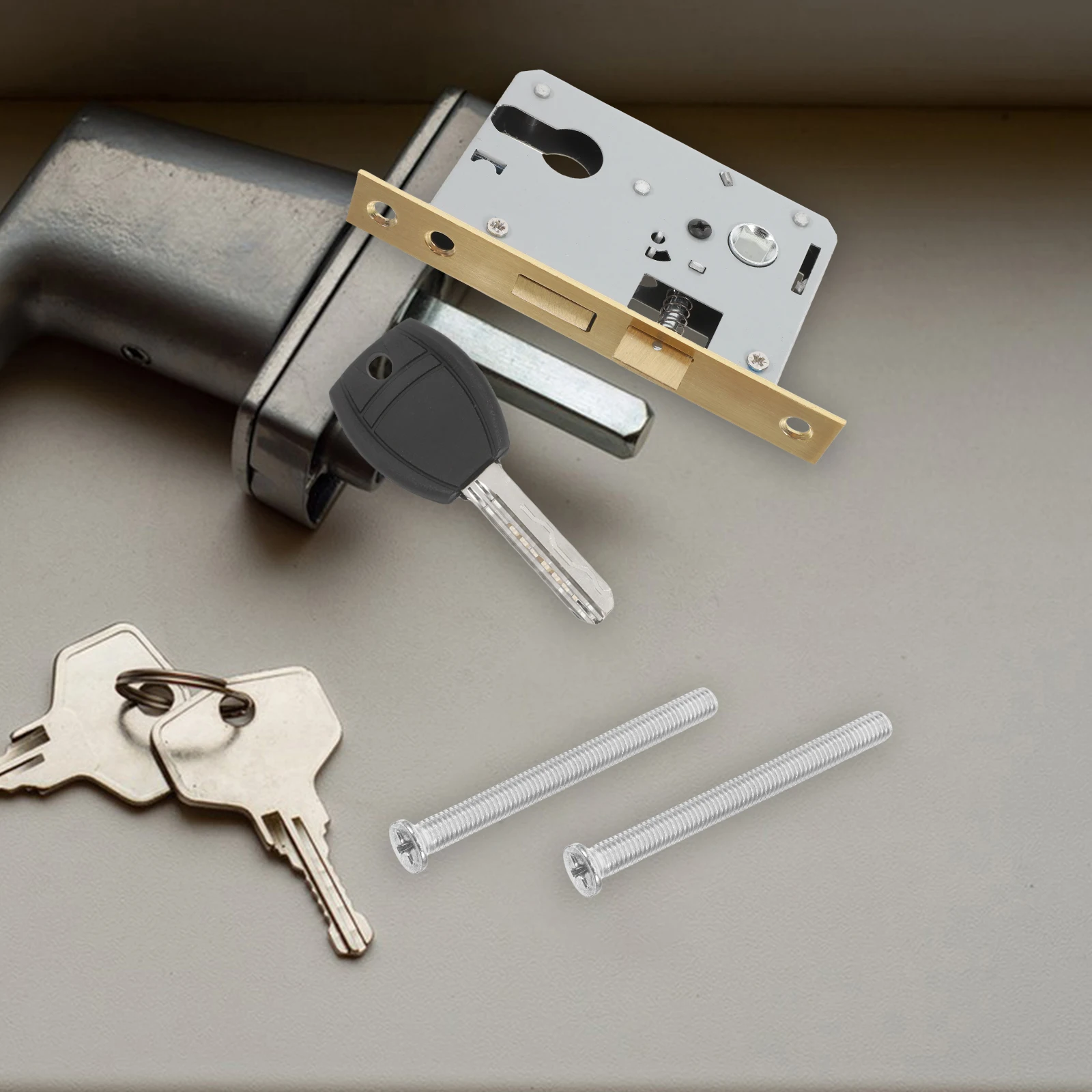 1Set Anti-Theft Door Handle Door Lock Stainless Steel Exterior Security Front Entry Heavy Duty Outdoor Handle Set