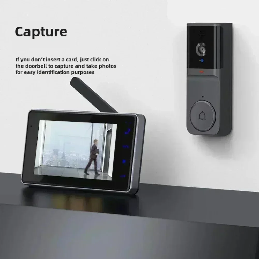 M16A 1080P Wireless Waterproof Video Doorbell 4.3-inch IPS Screen Infrared Nights Visions Doorbell Family Apartment 2.4G Camera