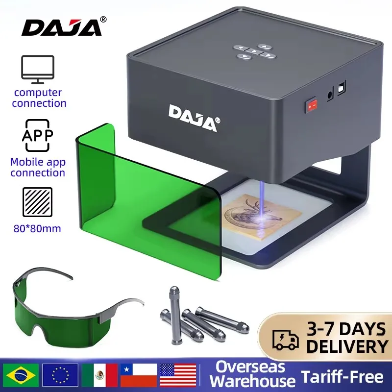 

DAJA DJ6 лазерный гравер мини портативный Bluetooth DIY гравировальный станок гравировка отметка дерево окрашенный металл акрил стекло кожа