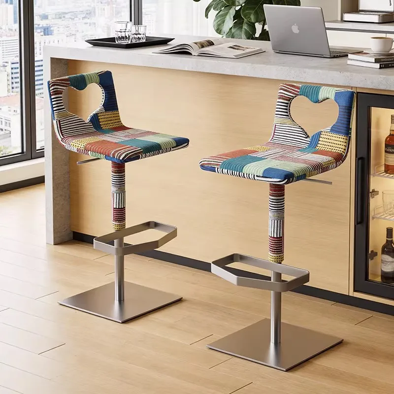 Bar chair liftable rotating high chair home designer stainless steel island chair high sense