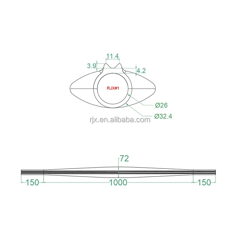 RJXBathroom-Baril de tube en fibre de carbone rempli de mousse, BBY #01, 26x32.4x1300mm