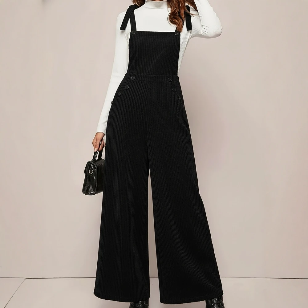 

Loose Fit Square Collar Jumpsuit Spring Dress Autumn Casual Style Women's All-Match Long Pants One-Piece Suit