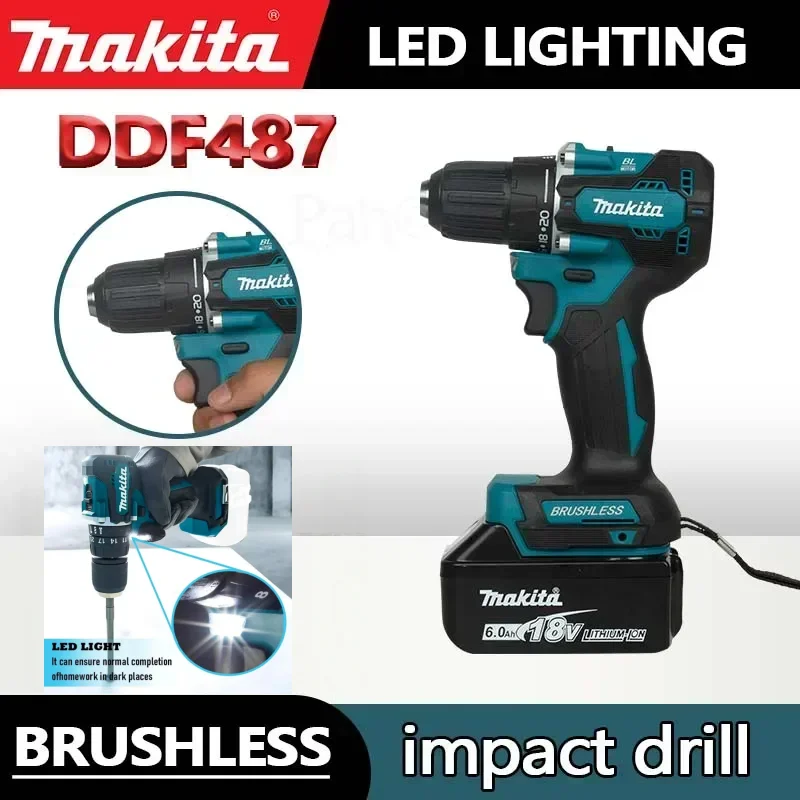 

DDF487 10MM Makita Brushless Cordless Driver18V Drill Motor Compact Big Torque Lithium Battery Electric Screwdriver Power Tool.