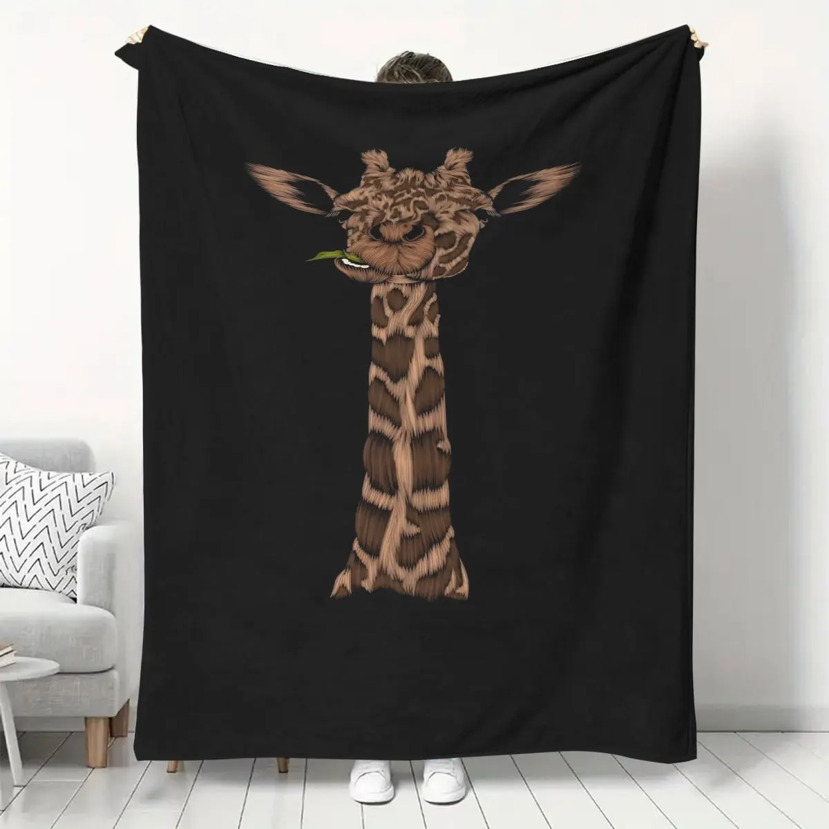 Cute Giraffe Print Throw Blanket Jungle Animal Cartoon Cozy Plush Decorative Gift for Kids Baby Novelty Warm Home Decor