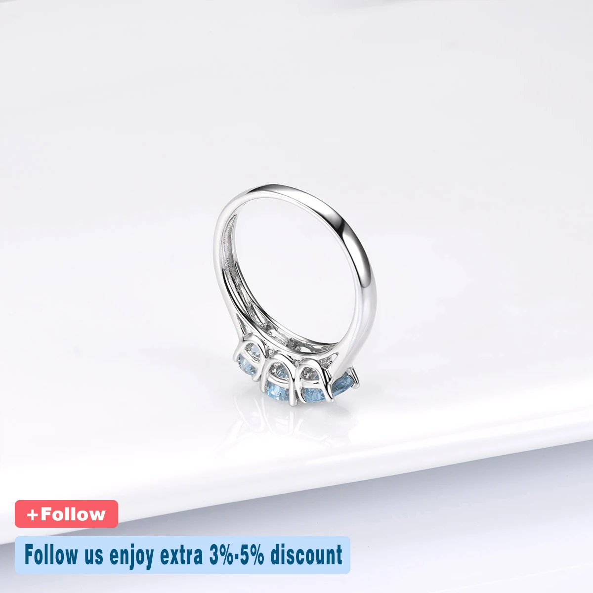 Natural Aquamarine 1.59 Carat Wedding Ring Solid 925 Sterling Silver Blue Gemstone Rings Fine Elegant Jewelry for Women Gifts