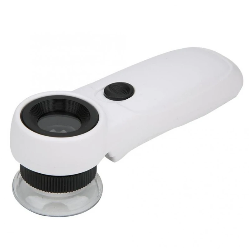 

45X Optical Glass Pocket Illuminated Magnifier Magnifying Glass with LED Lights for Jewelry Checked Gifts Helping Hands Loupe