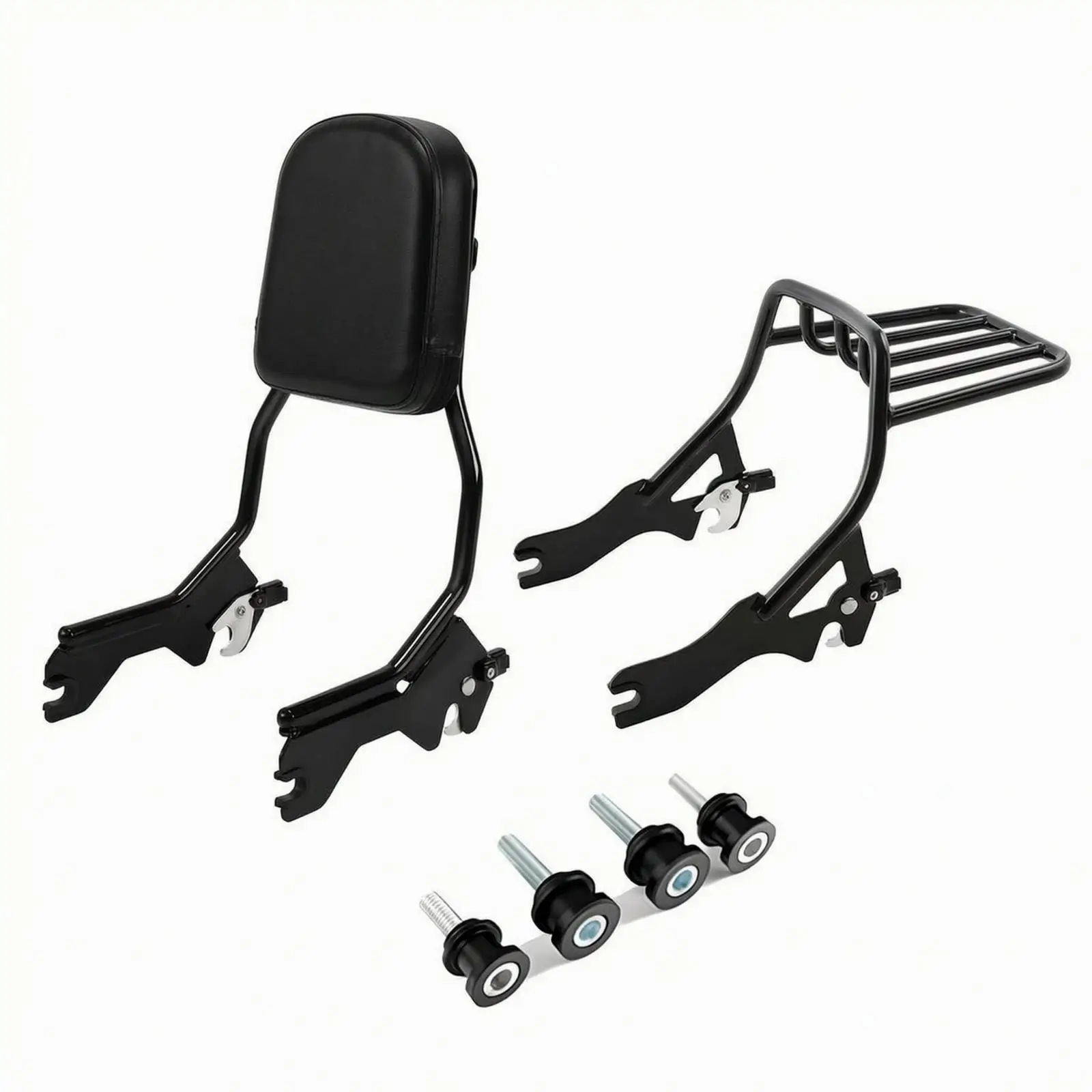 Motorcycle Backrest with Luggage Rack | instant-detach Mounting Hardware, Sturdy Tubular Metal Frame, Passenger Backrest with