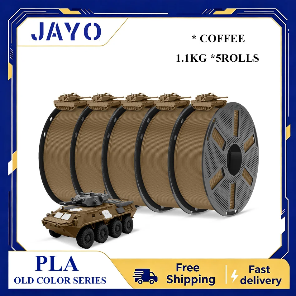 JAYO PLA Filament 5 Rollen 3D-Drucker Filament PLA 1,75mm Passend für die meisten FDM 3D-Drucker Wiederverwendbare Spule mit 3D-Filament-Nachfüllungen 1,1KG/Rolle