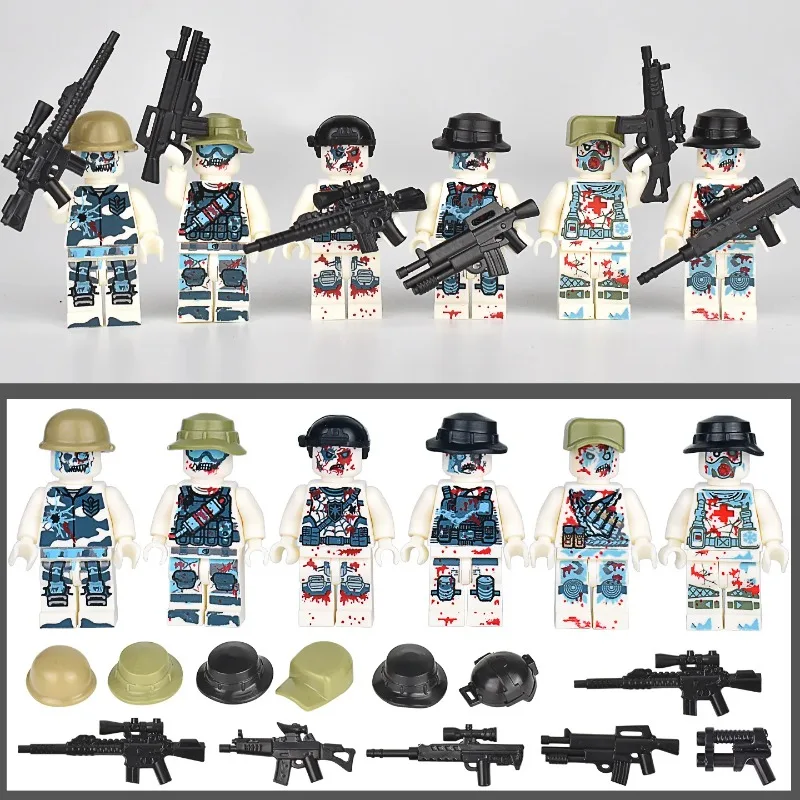 Military zombie building blocks ghost special police Wolf Warriors special soldiers mutant zombie police assembled toys