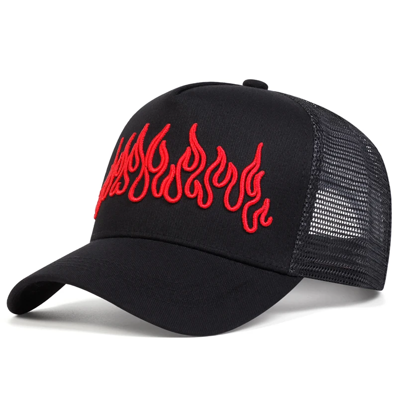 Gorra de béisbol bordada con llamas Unisex, gorro de ocio con protección solar ajustable para exteriores, viajes, turismo y vacaciones, 1 unidad