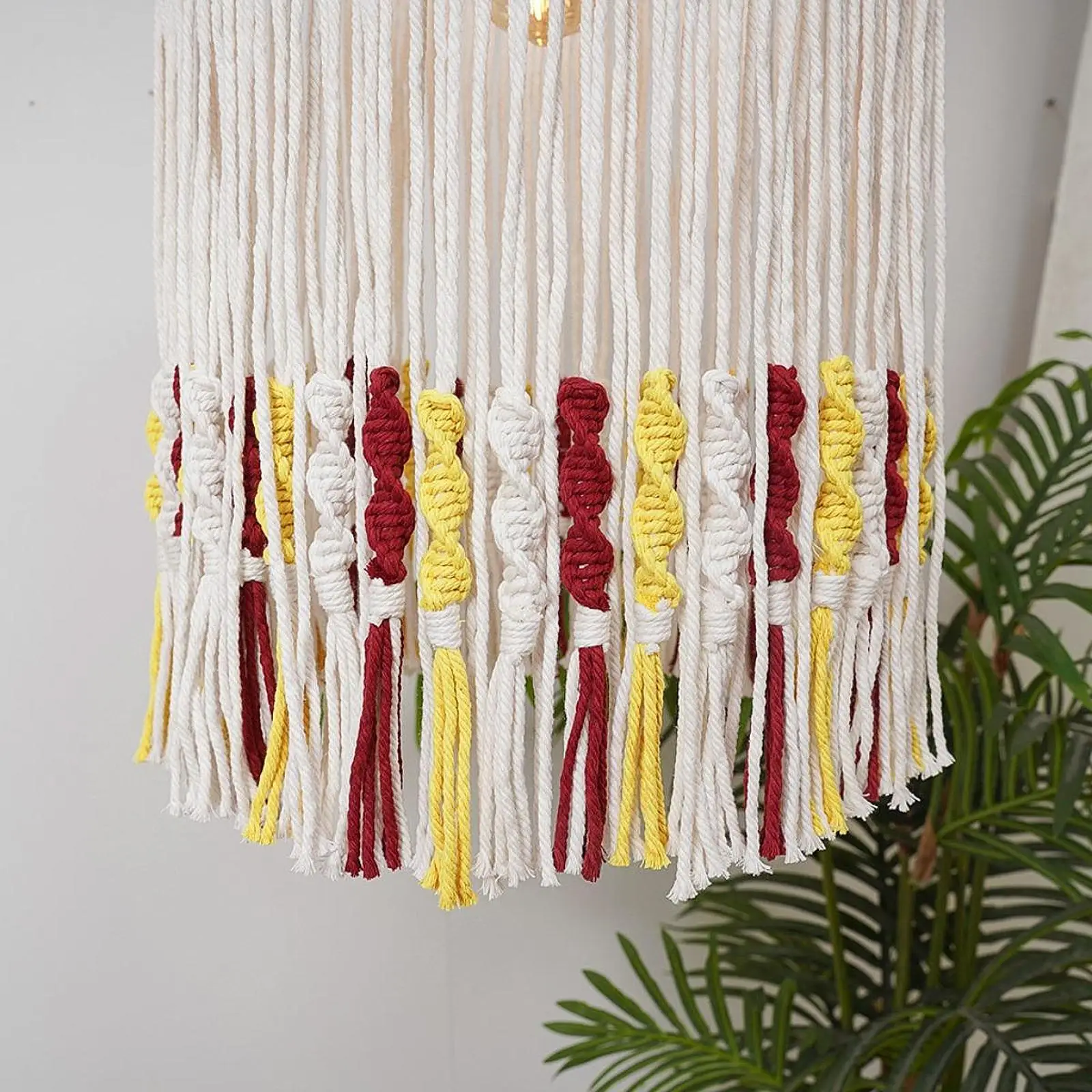 

Тканевый абажур ручной работы из хлопка с кисточками, замена для люстры, в богемном стиле, для освещения в столовой