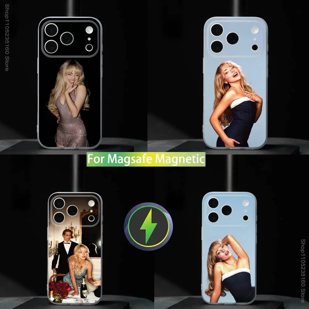 

COOL S-Sabrina C-Carpenter для iPhone 11,12,13,14,15,16,17,Pro,Max,Plus,Mini,SE4,E Чехол для телефона Magsafe Wireless