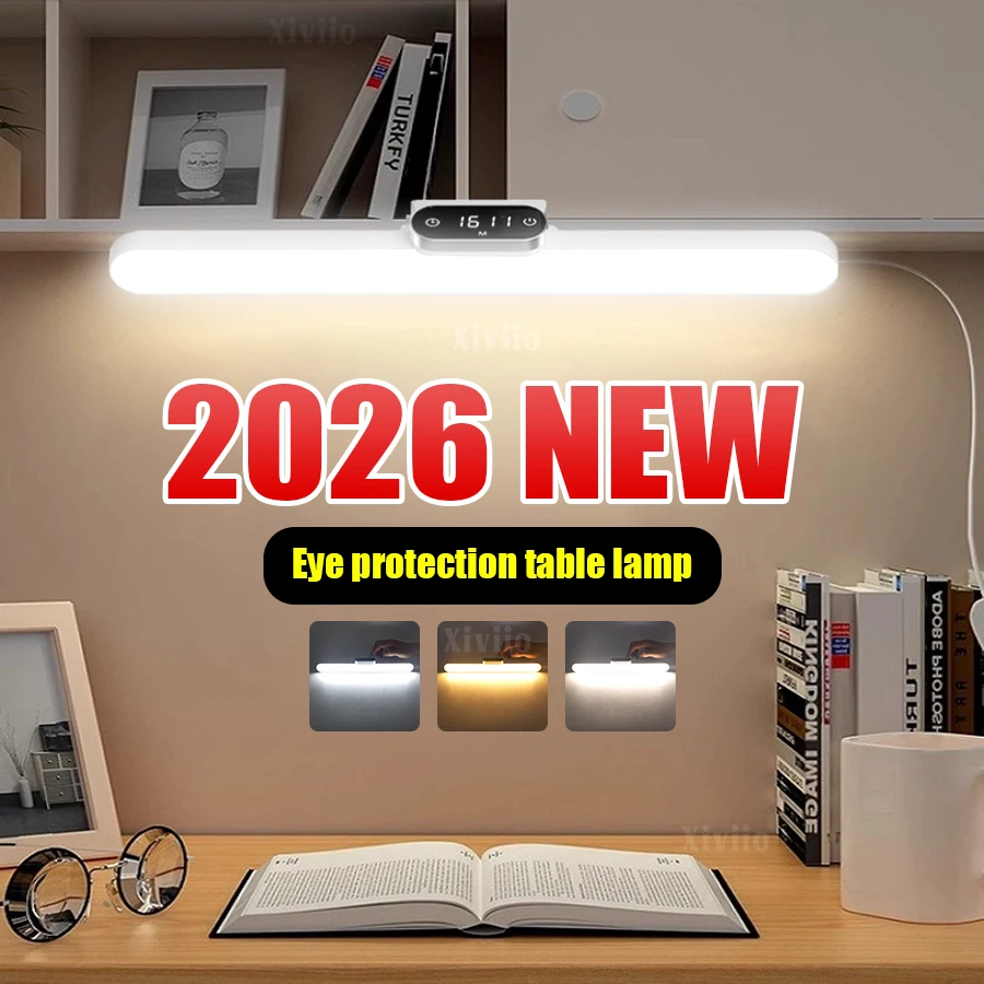 

Новая светодиодная настольная лампа 2026 года, магнитная подвесная ночная лампа, перезаряжаемая через Type-C, настольная лампа с 3 режимами освещения для чтения, для шкафа, гардероба