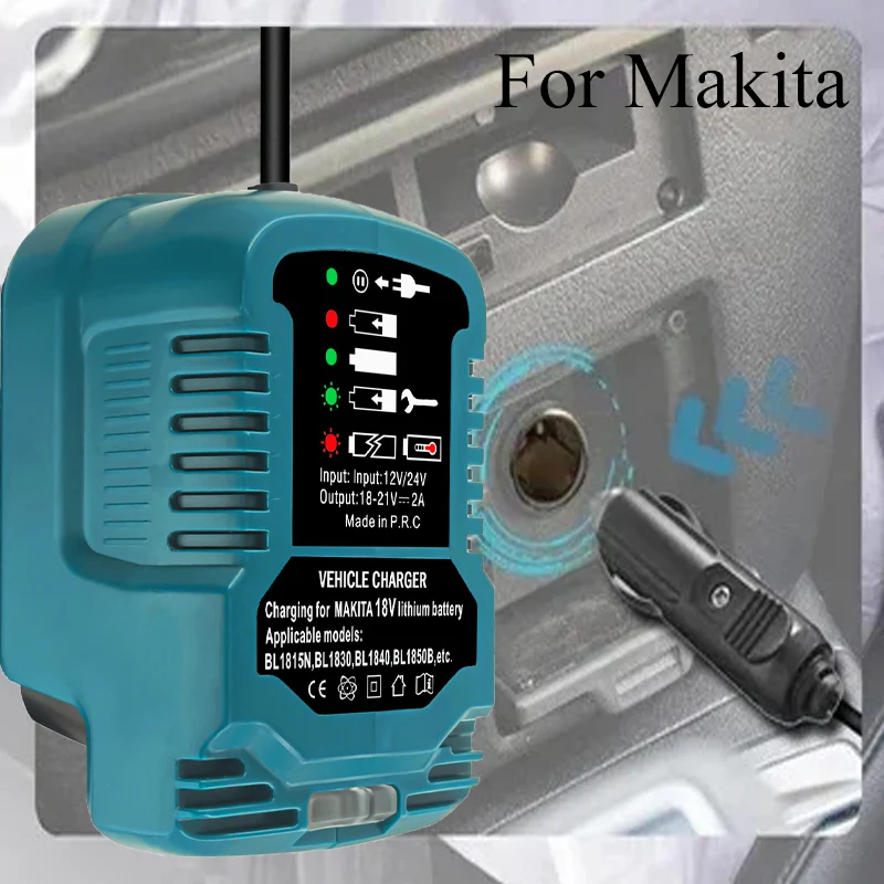 

Portable Rapid Battery Charger Cigarette Lighter Plug Car Charger Adapter Compatible for Makita LXT 18V Lithium-Ion Batteries