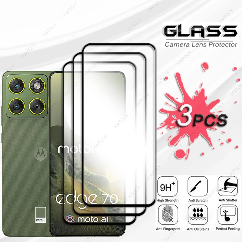 

Защитная пленка с черным краем для Motorola Edge 70, стеклянная защитная пленка для экрана для Moto X70, защитная пленка для объектива камеры Moto Edge 70
