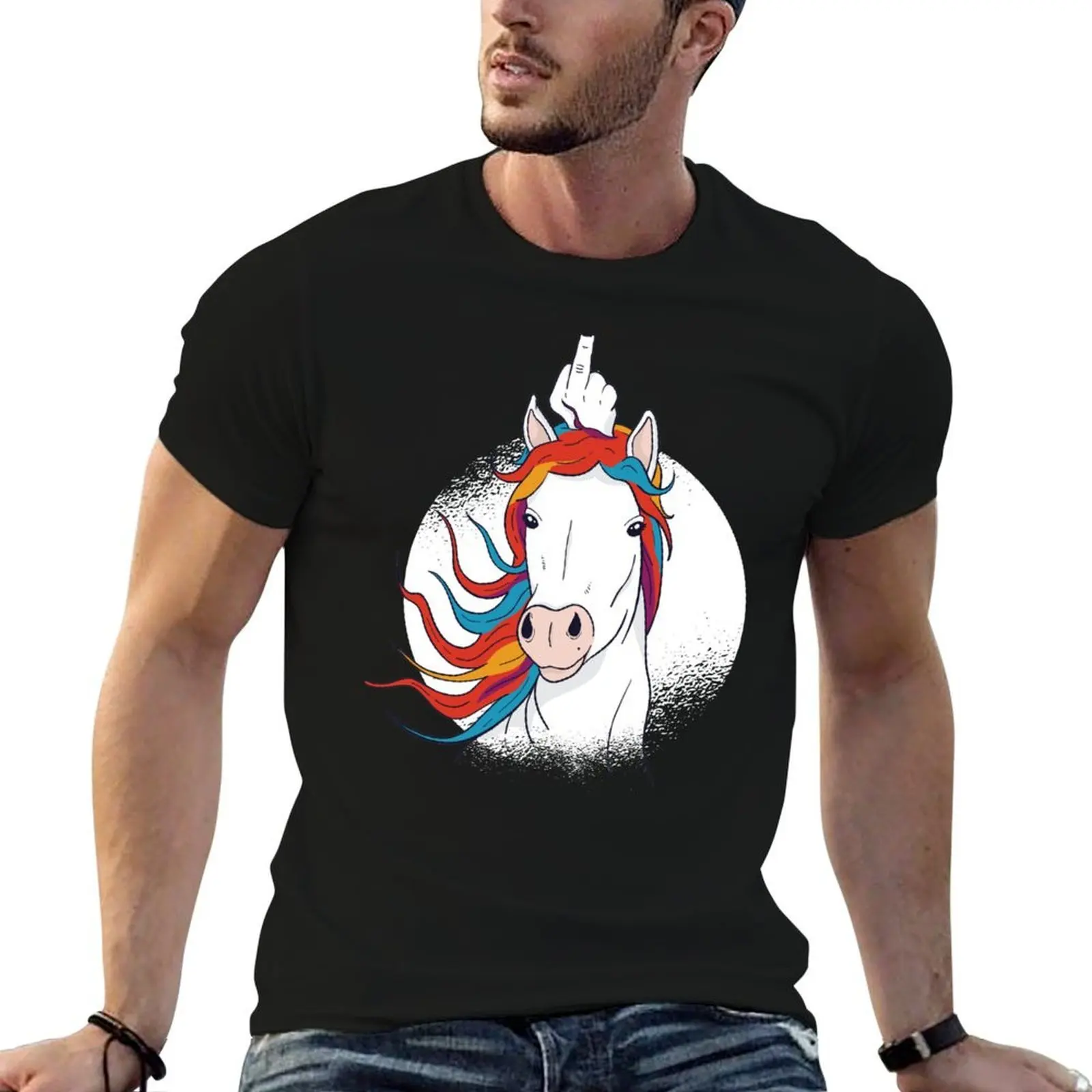 Unicorn Middle Finger Magical Horn T-Shirt man t shirt graphic man t shirts for men T-Shirt