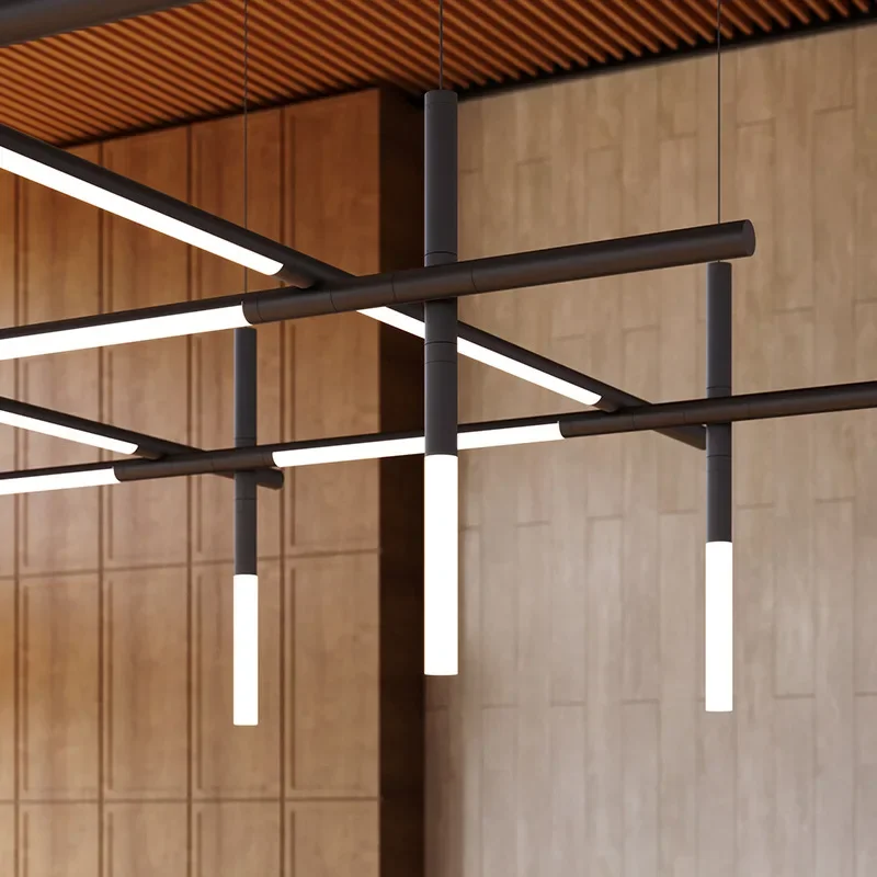 Italian Gold Multi-Head LED Chandelier - Minimalist Pendant Light for Staircase, Living Room & Dining Table