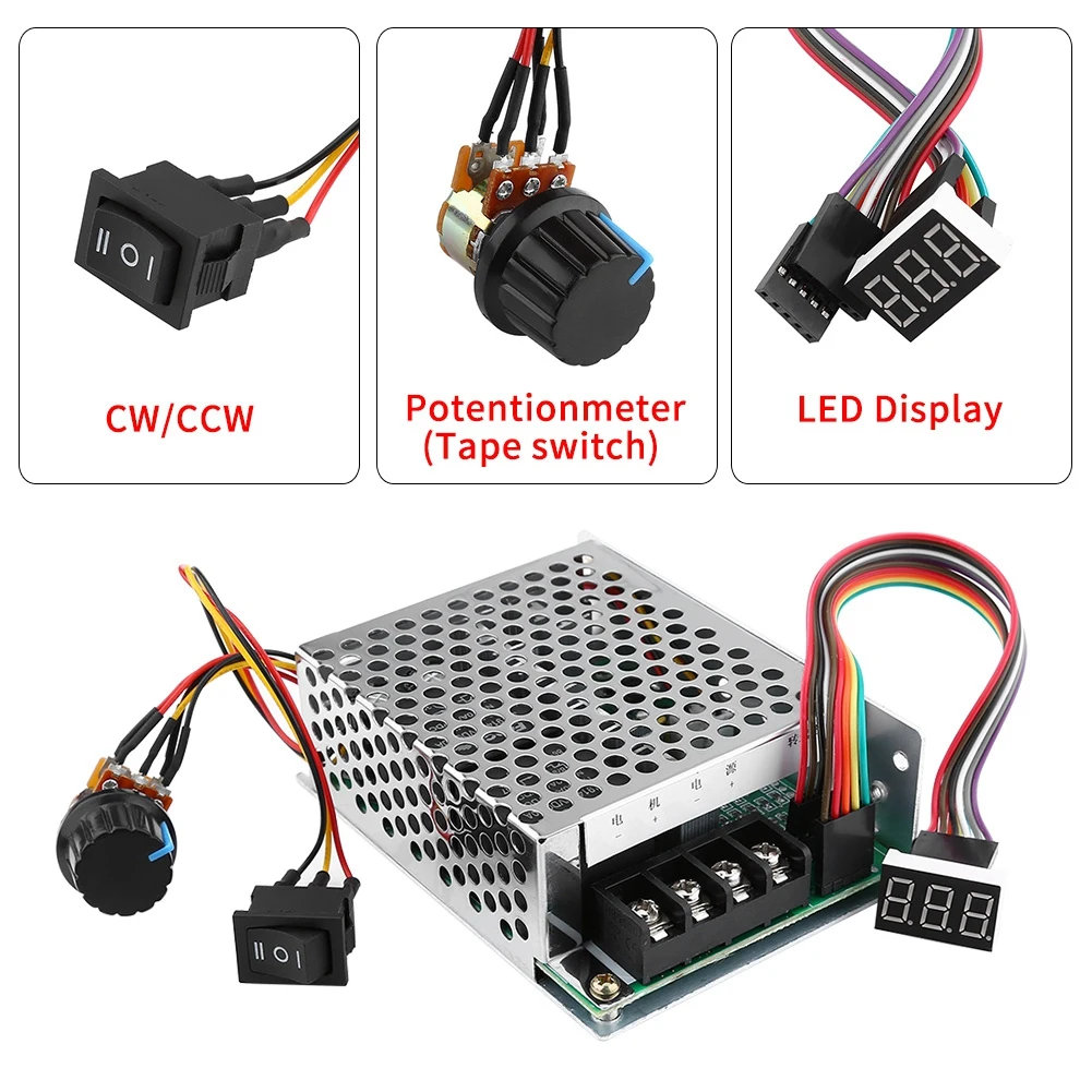 Regulador de velocidad Controlador de velocidad DC10V-55V PWM Controlador de velocidad del motor cepillado CW CCW Reversible con pantalla de dígitos