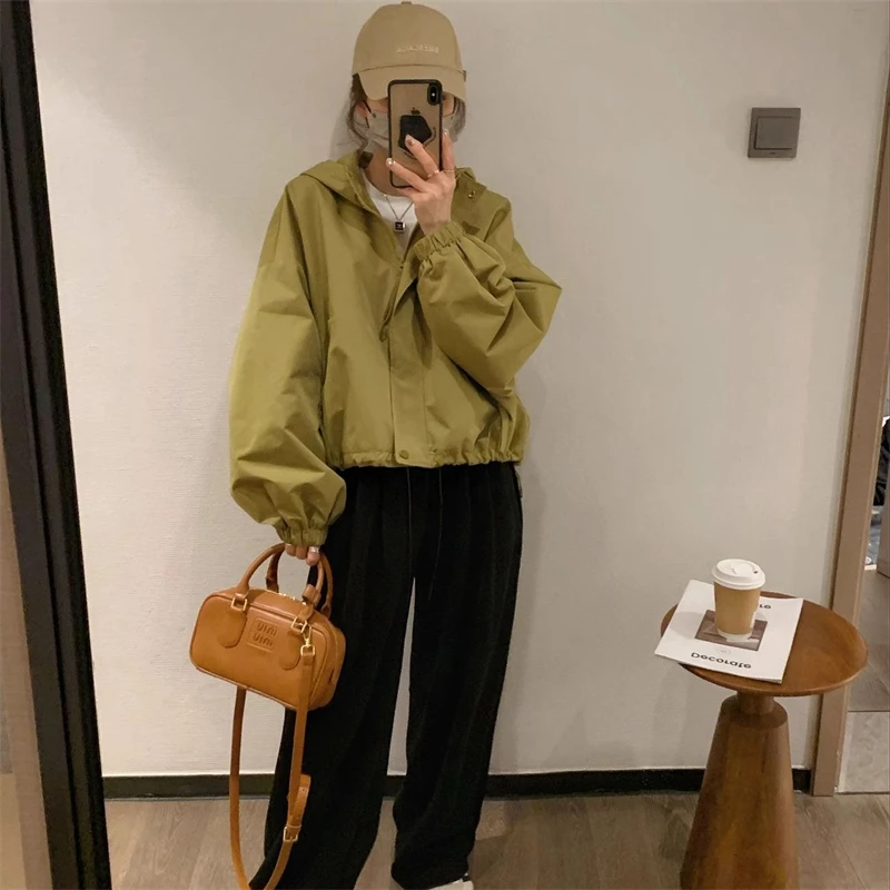 

2026 New Summer Sun Protection Women's Jacket Long Sleeve Casual Windbreaker Female Hooded Overcoat Loose Basic Coats Outwear