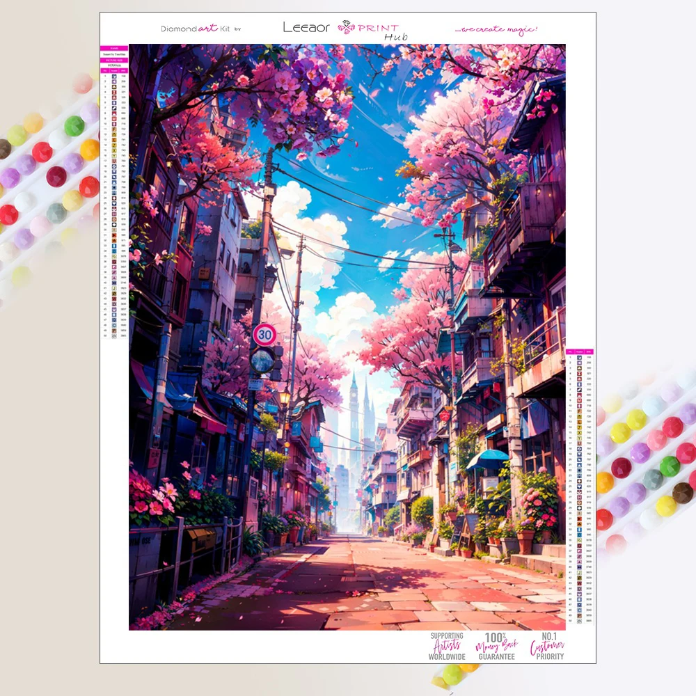 

5d Diy Diamond Painting Japan Avenue Of Blossoms Full Diamond Mosaic Embroidery Cross Stitch Diamonds Painting Kits Home Decor