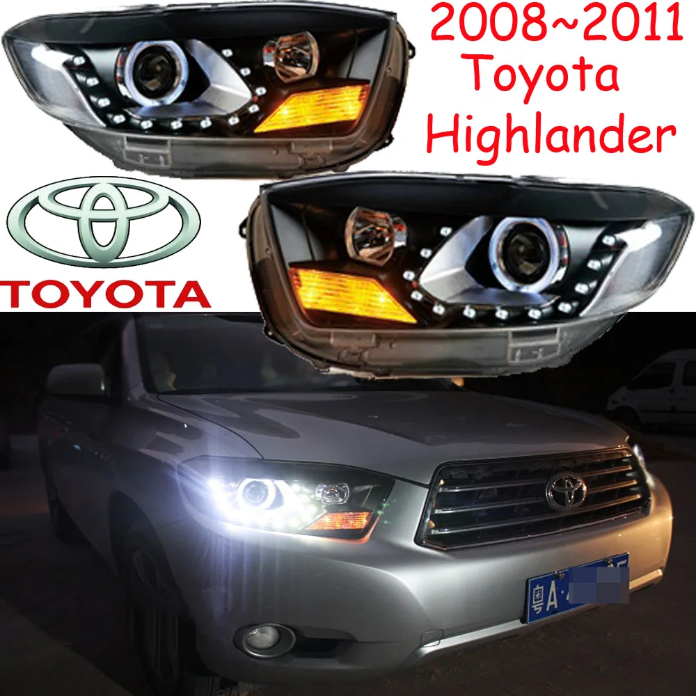 Автомобильный бампер, фонарь для Toyota фара highlander 2008 ~ Y, аксессуары для автомобиля, HID xenon highlander, противотуманные фары