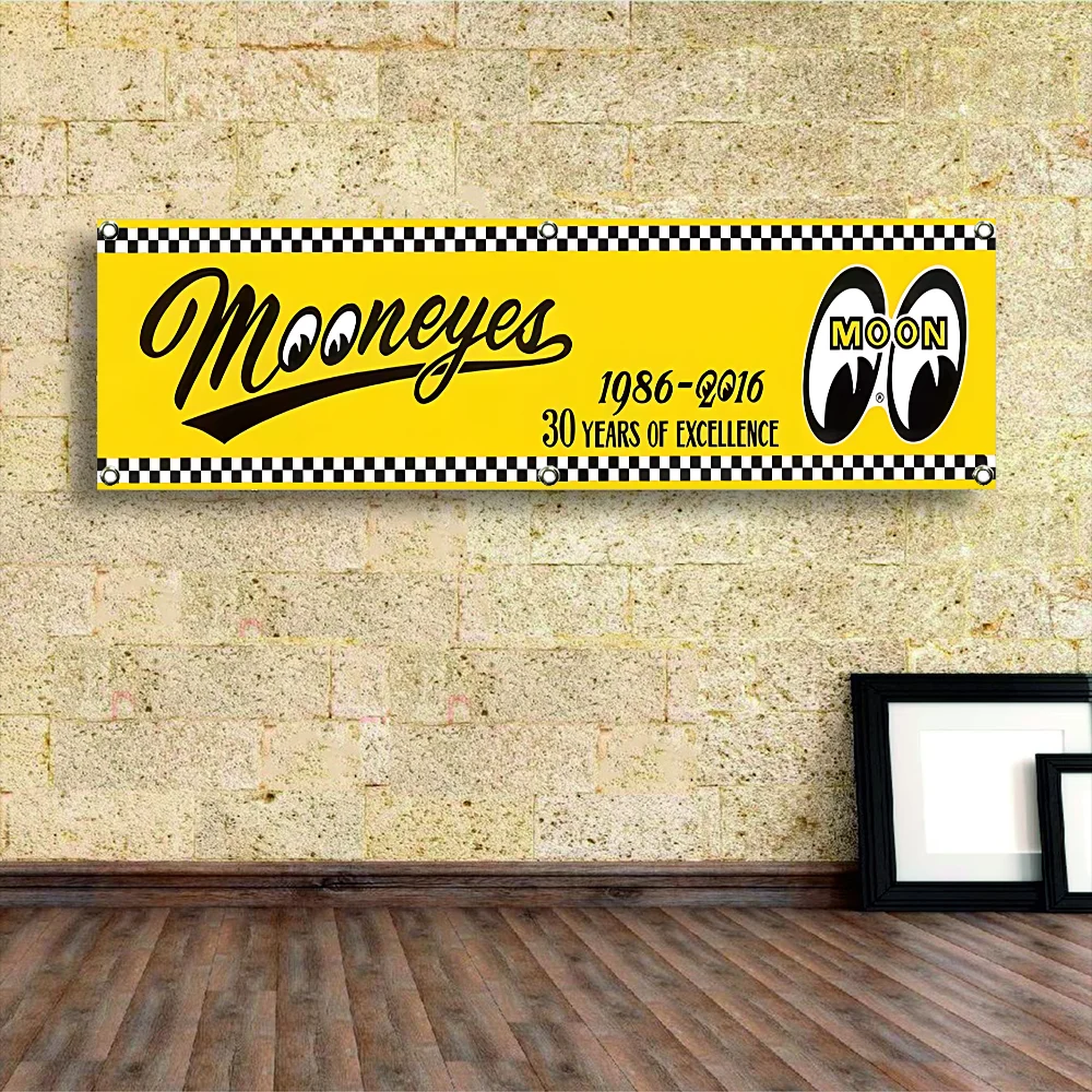 Bandera de ojos de luna, decoración de dormitorio, banderas divertidas para garaje, bandera publicitaria en la pared, decoraciones para exteriores, pancartas para el hogar