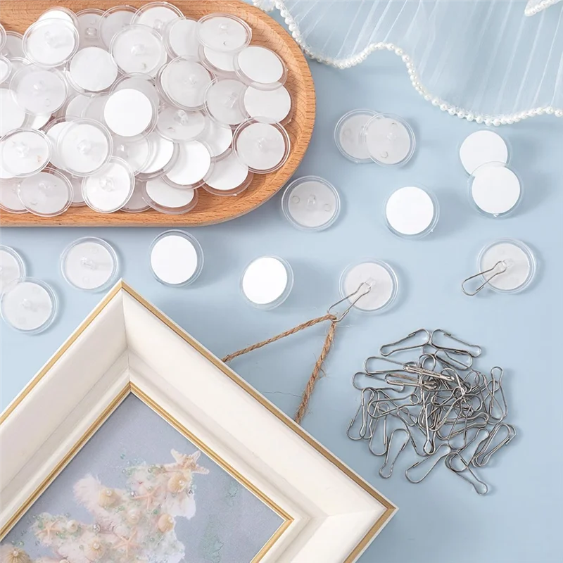 60 Pcs Self Adhesive Ceiling Hooks, Clear Sticky Hooks For Hanging, Removable Sticker Hooks, No Drill Ceiling Hook-Hot