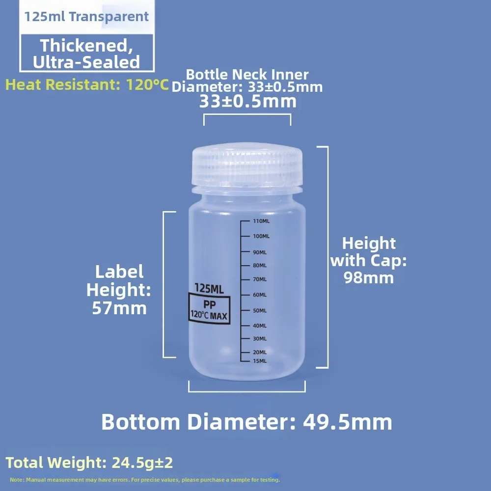 Multiple Capacities Wide Mouth Reagent Bottle 30-1000ml Classrooms Laboratory Bottle Home Packaging Bottle Transparent