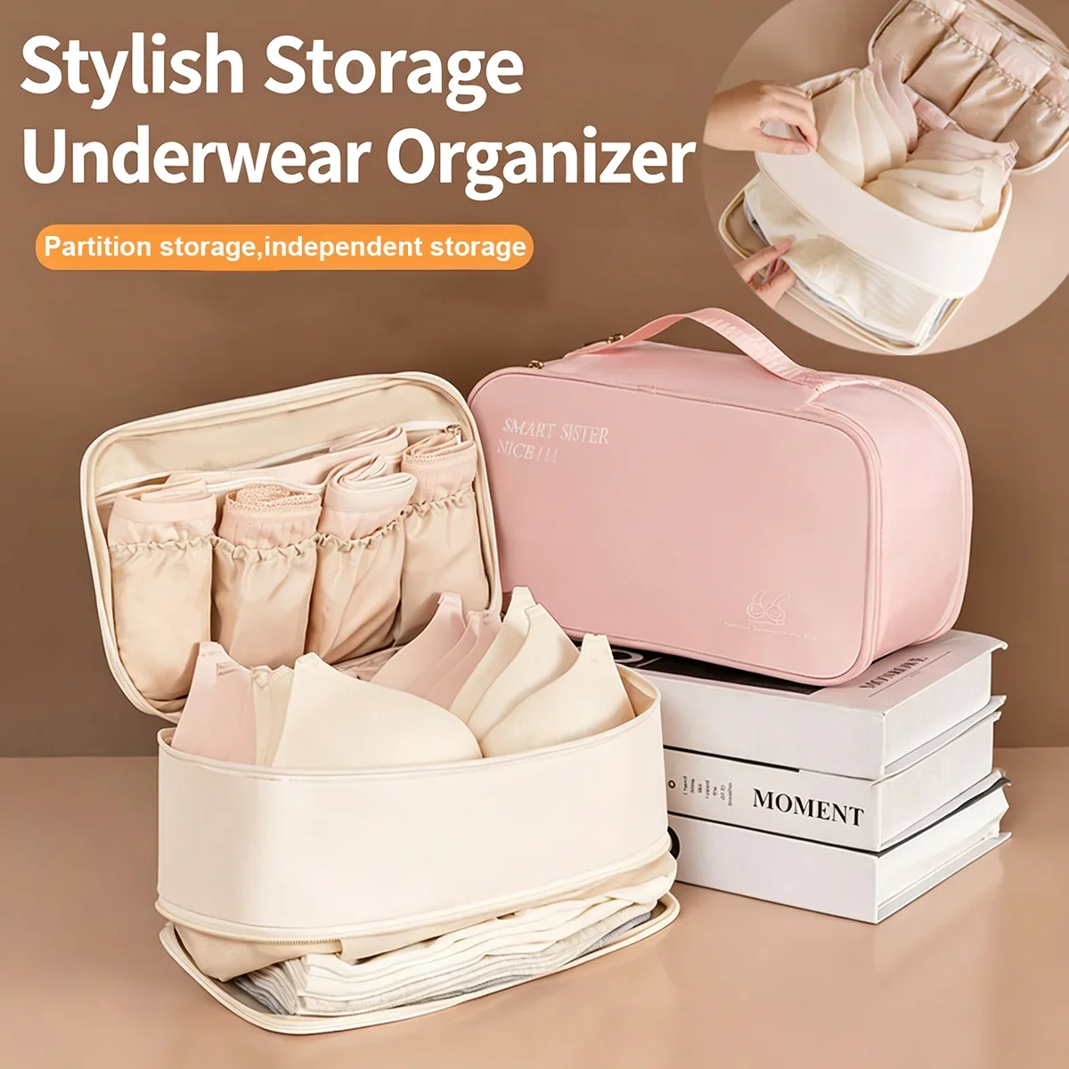 Portable Double Layer Large Capacity Underwear Storage Bag Portable for Trip Separate Bag for Panties Socks Luggage Storage Bag